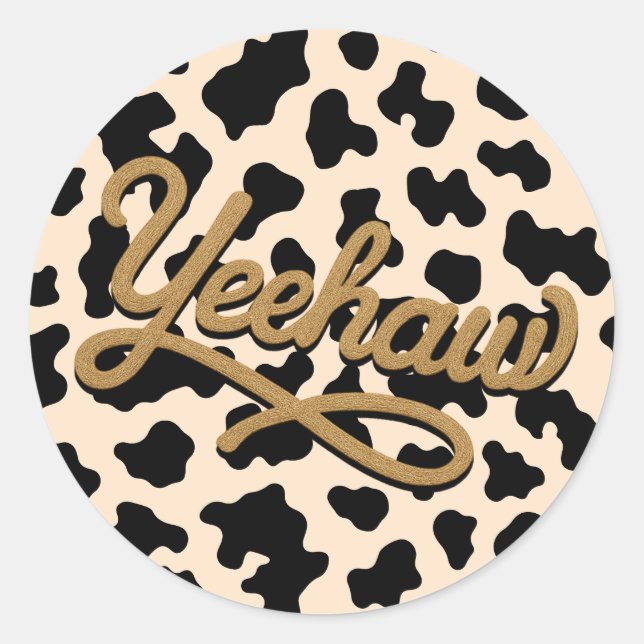 Yeehaw Wild West Cow Country Western Birthday Classic Round Sticker (Front)