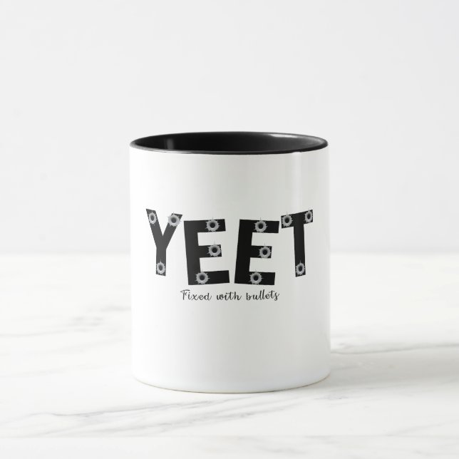 YEET Bold Grey Typography fixed bullets Design Mug (Center)