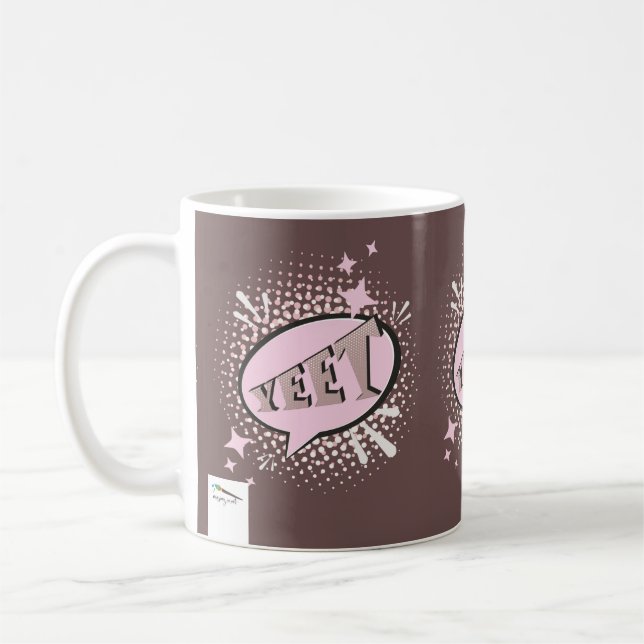 YEET Comic Speech Bubble Funny Meme Brown Coffee Mug (Left)