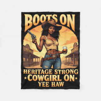 Yehaw Cowgirl On Western Rodeo African American Co Fleece Blanket