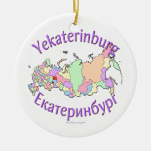 Yekaterinburg Russia Map Ornament