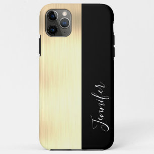 Yel Gold, Black Stripe DIY Name, White Script Case-Mate iPhone Case