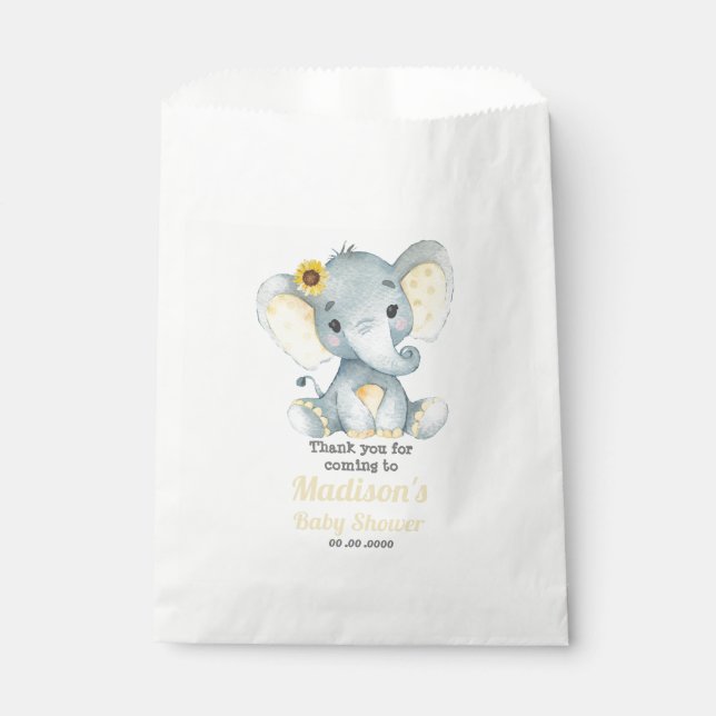Yello Grey Elephant Favour Bag, Customise your tex Bags (Front)