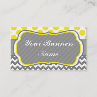 Yello, Grey,  Polka Dots and Chevron Business Card