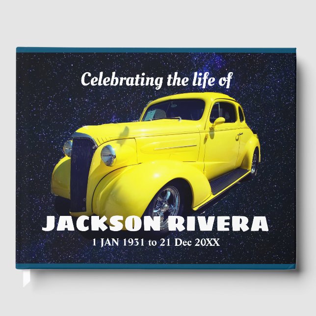 Yellow 1930 Street Rod Celebration of Life Guest Book (Front)