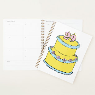 Yellow 29th Birthday Cake with Pink Roses Planner