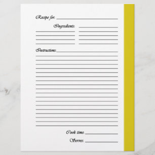 Yellow 2-sided Recipe Pages