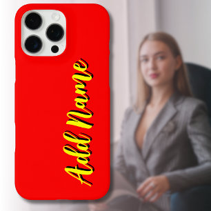 Yellow 3D Black Modern Name   Trendy Cool Red iPhone 16 Pro Max Case