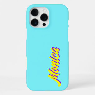 Yellow 3D Indigo Modern Name Funny Electric Blue iPhone 16 Pro Max Case
