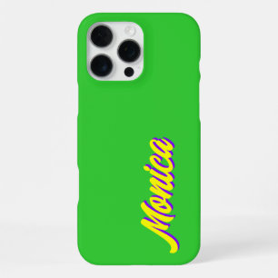Yellow 3D Indigo Modern Name Funny Lime Green iPhone 16 Pro Max Case