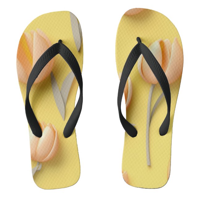Yellow 3D Tulip FLowers Flip Flops (Footbed)