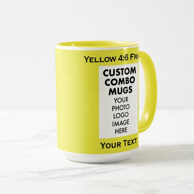 Yellow 4:6 Portrait Frame 2 x Photo Custom Combo Mug (Front Right)