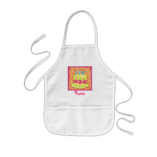 Yellow 4th Birthday Cake Kids Apron