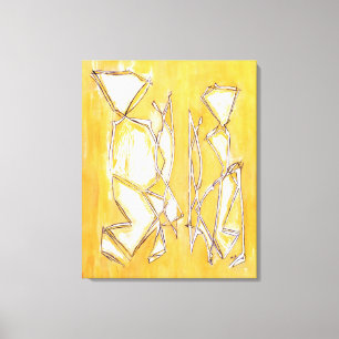 Yellow Abstract Art Couple Painting by MC Belkadi Canvas Print