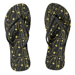 Yellow Abstract Art Pattern Flip Flops