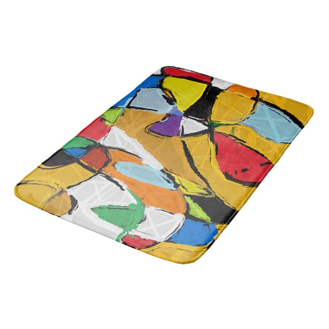 Yellow Abstract bath mat (Angled)