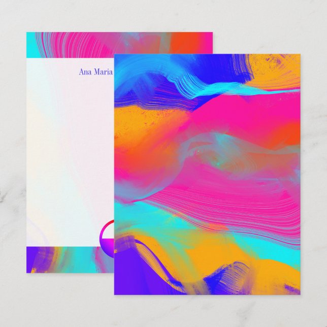 Yellow abstract colour flow Note Cards  (Front/Back)
