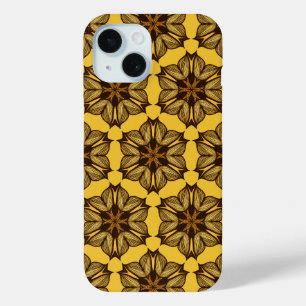 Yellow Abstract Floral Pattern iPhone 15 Case