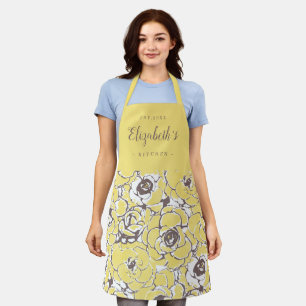 Yellow abstract floral personalised cooking apron