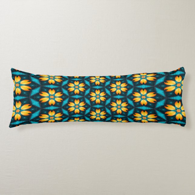 Yellow Abstract Flowers Body Cushion (Front)