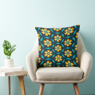 Yellow Abstract Flowers Cushion