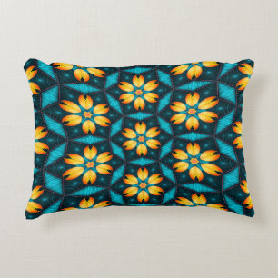 Yellow Abstract Flowers Decorative Cushion