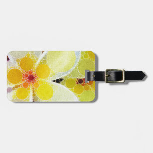 Yellow Abstract Flowers Luggage Tag