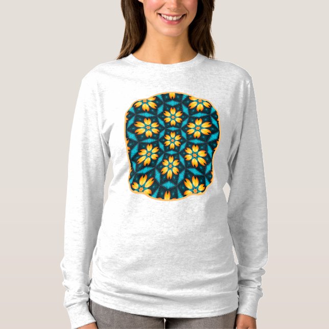 Yellow Abstract Flowers T-Shirt (Front)