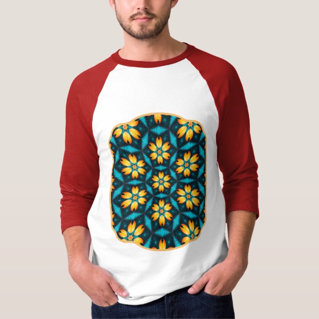 Yellow Abstract Flowers T-Shirt (Front)