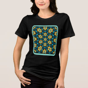 Yellow Abstract Flowers Tri-Blend Shirt