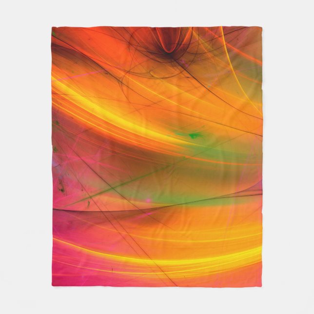 yellow abstract fractal background 3d rendering3d, fleece blanket (Front)