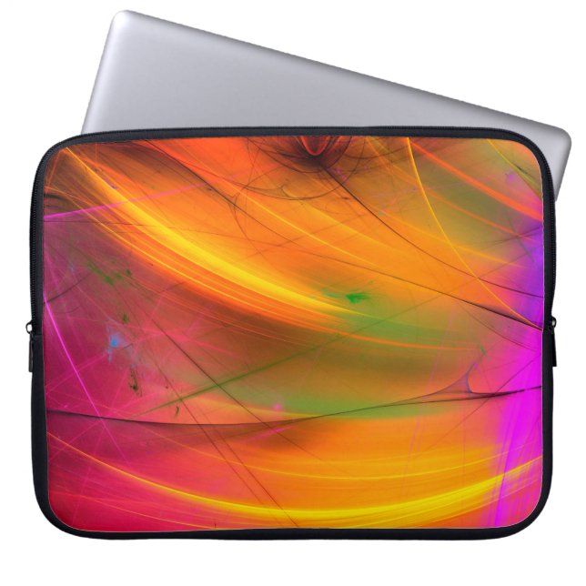 yellow abstract fractal background 3d rendering3d, laptop sleeve (Front)
