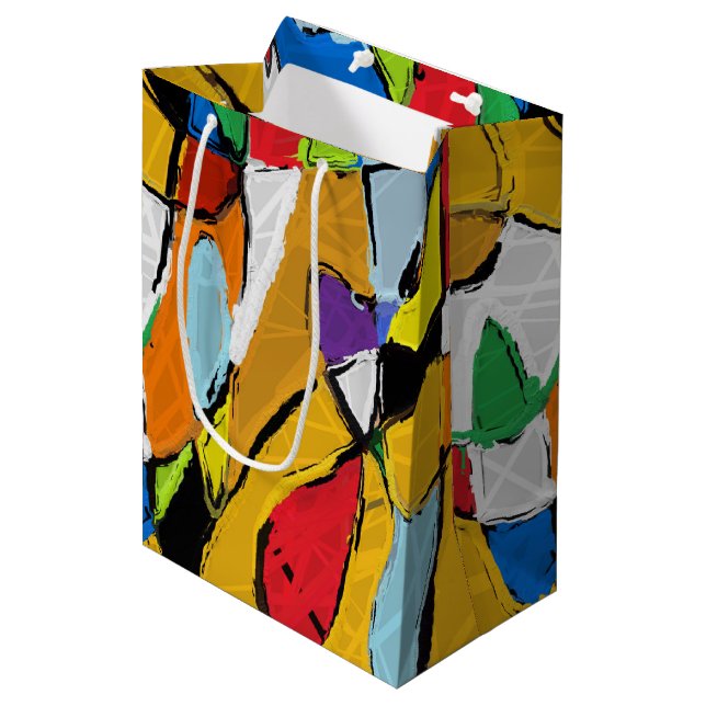 Yellow Abstract gift bag (Front Angled)