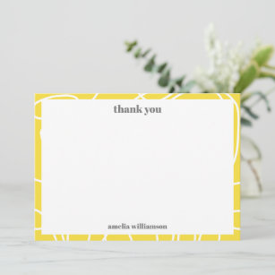 Yellow Abstract Line Bold Custom Bridal Shower  Thank You Card