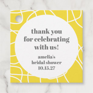 Yellow Abstract Line Custom Bridal Shower Thanks Favour Tags
