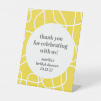 Yellow Abstract Line Custom Bridal Shower Thanks