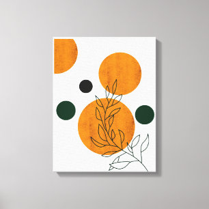Yellow Abstract Minimalist Leaves Canvas Print
