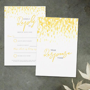 Yellow abstract modern art wedding reply RSVP Card