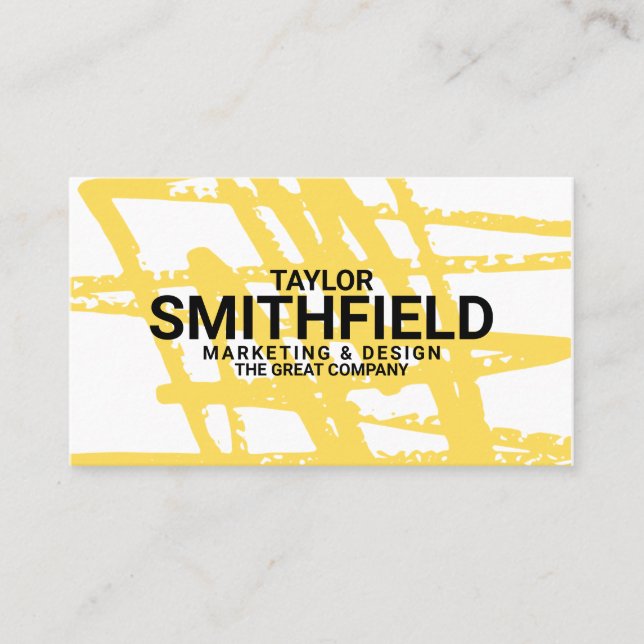 Yellow Abstract Paint Splatter Business Card (Front)