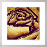 Yellow Abstract Rose Flower Chic Decor Poster