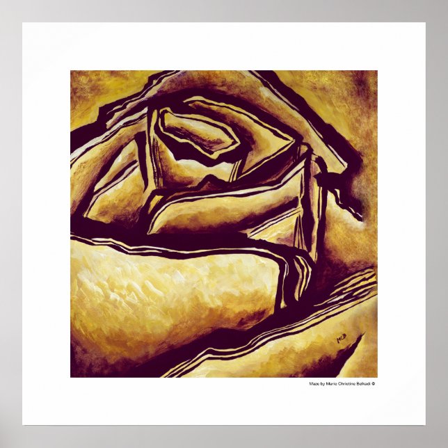 Yellow Abstract Rose Flower Chic Decor Poster   (Front)