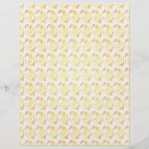 Yellow Abstract Roses Bulk Scrapbook Paper Pages