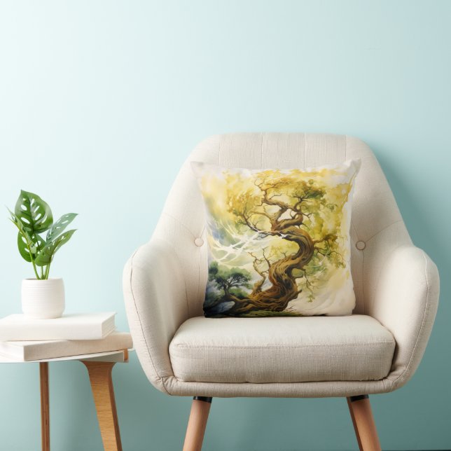 Yellow Abstract Tree Cushion (Chair)