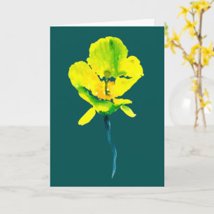 Yellow abstract watercolor loose floral card