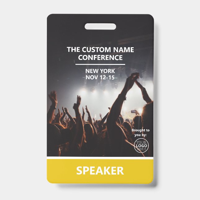 Yellow Access Pass QR Code Speaker Conference ID Badge (Front)
