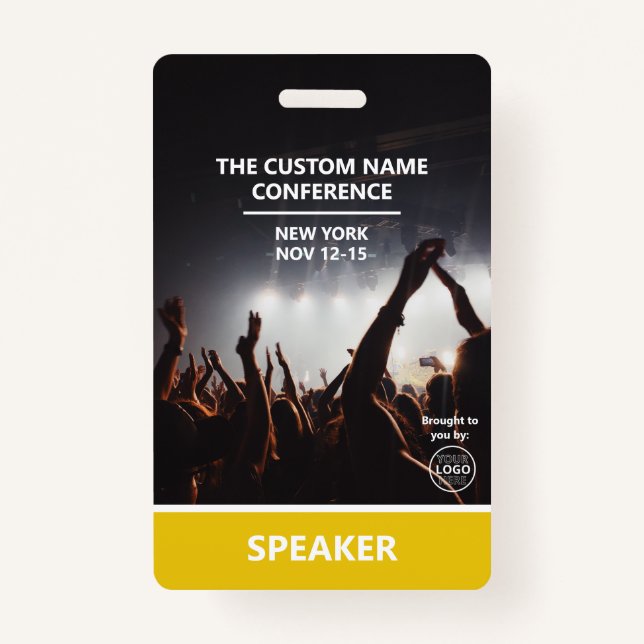 Yellow Access Pass QR Code Speaker Conference ID Badge (Front)