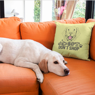 Yellow Adopt Don't Shop Homeless Rescue Dog  Cushion