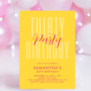 Yellow Adult Birthday Bold Typography Script Invitation