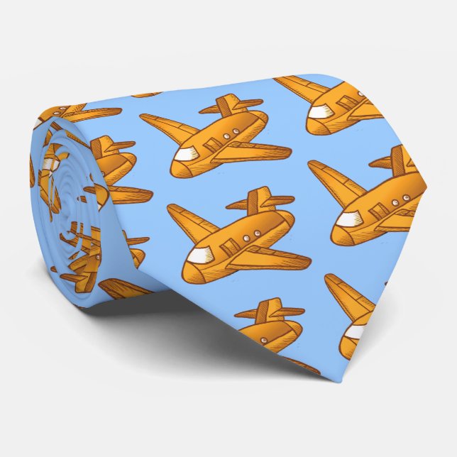 Yellow Aeroplane Tie (Rolled)