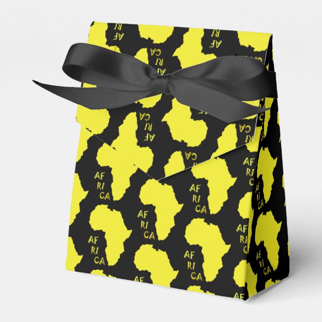 Yellow Africa Map Pattern Paper Favour Gift Box (Front Side)